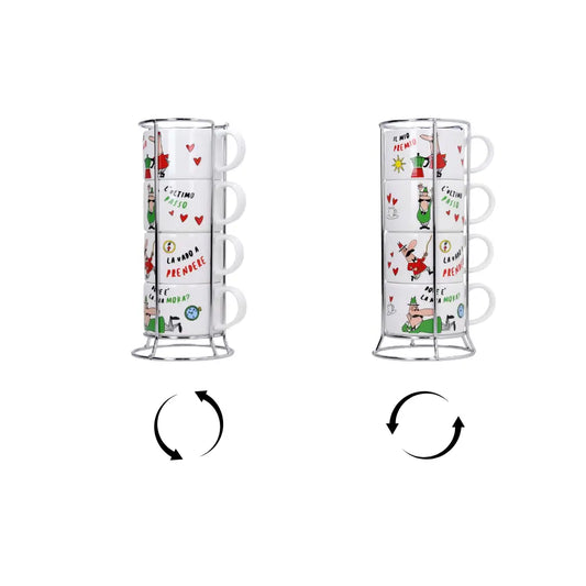 Set de 4 Tazas de Capuchino Serie Bialetti Italia