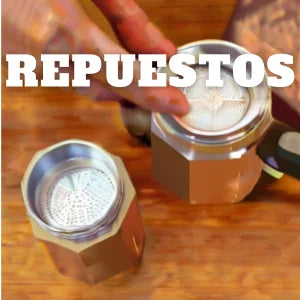 Repuestos originales para cafeteras italianas, empaquetaduras, filtros, mangos y embudos.