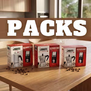 Packs y sets de regalo para amantes del café con cafeteras, molinos y granos de especialidad.