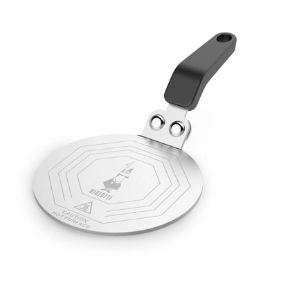 Placa adaptadora de inducción Bialetti de 13 cm, disco blanco con grabado y asa negra