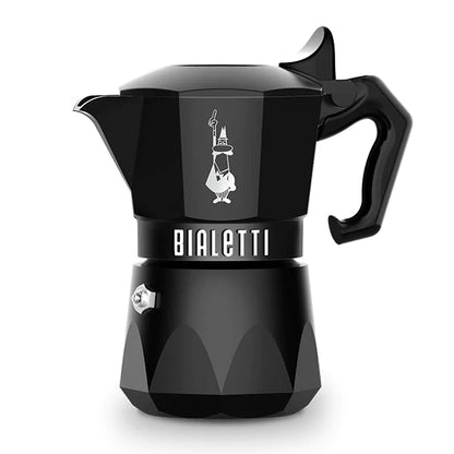 Cafetera Bialetti Brikka noir de 2 tazas, vista frontal con asa