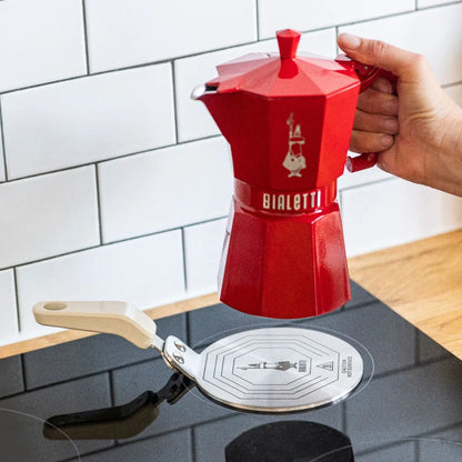 Placa adaptadora de inducción Bialetti de 13 cm, disco plateado y asa negra