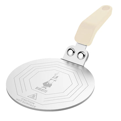 Placa adaptadora de inducción Bialetti de 13 cm, asa beige y disco blanco
