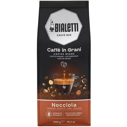 Bolsa de café en grano Bialetti Nocciola 1 kg, tostado medio y notas de avellana.