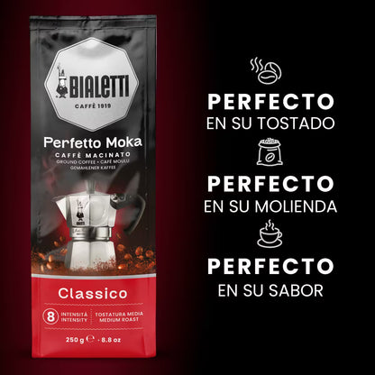 Perfil de Bolsa de café molido Bialetti Perfecto Moka Classico, 250 g, intensidad 8.