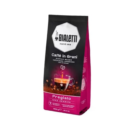 Bolsa de café en grano Bialetti Pregiato 1000 g, empaque inclinado
