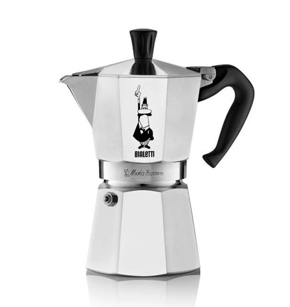 Cafetera moka Bialetti de aluminio con asa negra
