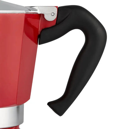 Cafetera italiana Moka Express Bialetti roja con asa negra curva