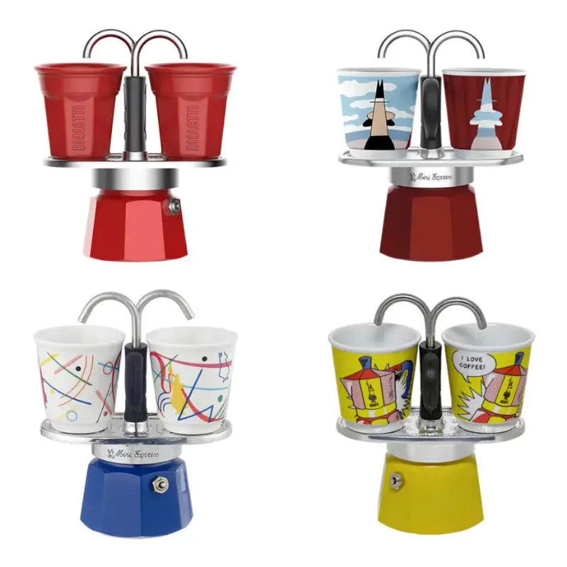 Cafetera Moka Mini Express 90ml con 2 Vasos Bialetti