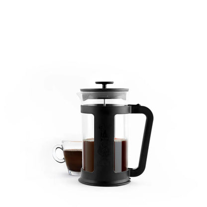 Prensa francesa Bialetti Smart negra con tapa y émbolo, jarra de vidrio y asa