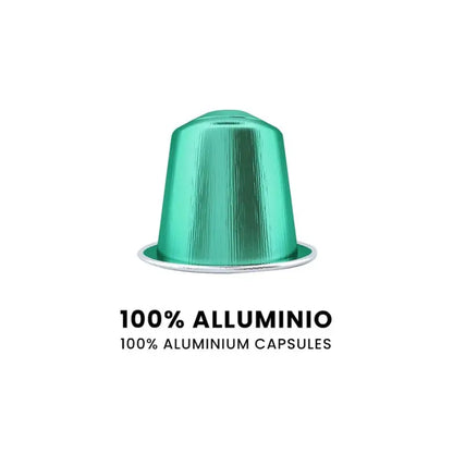 Cápsula de café descafeinado Bialetti, aluminio verde para Nespresso.
