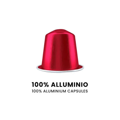 Cápsula roja de café espresso de aluminio para Nespresso, forma cónica.