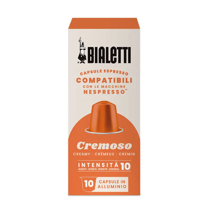 Caja Bialetti de cápsulas compatibles Nespresso, crema cremosa, intensidad 10