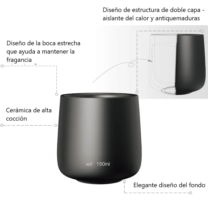 Vaso de Cerámica 150ml Doble Pared