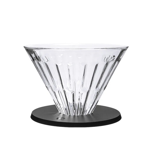 Goteador de café Crystal Eye Timemore, cono de cristal con base negra redonda