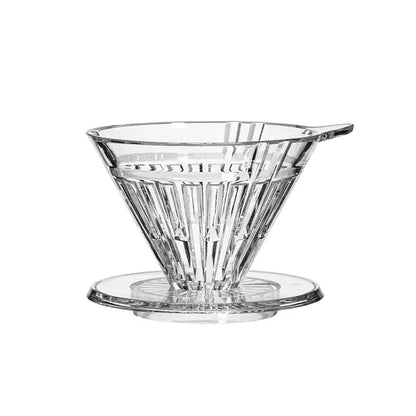 Goteador de café transparente con diseño acanalado y soporte circular