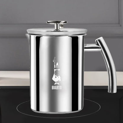 Espumador de leche de acero inoxidable Bialetti, jarra con tapa y asa lateral