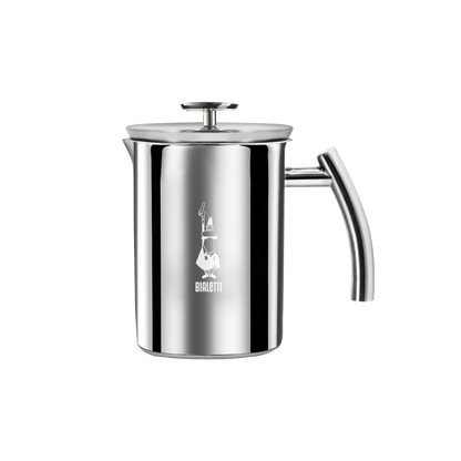 Espumador de leche de acero inoxidable Bialetti, con asa y tapa superior