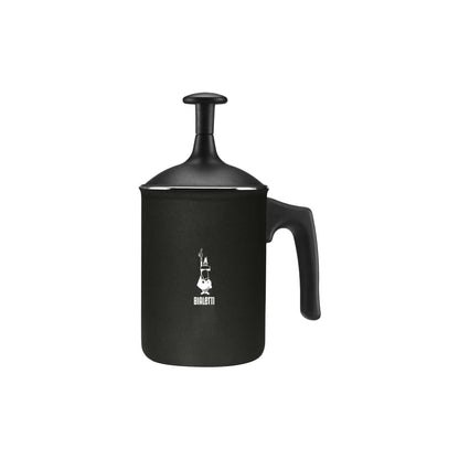 Espumador de leche negro Bialetti con tapa abombada y asa, acabado mate
