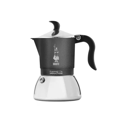 Cafetera moka de inducción Bialetti 150 ml, cuerpo negro y base metálica