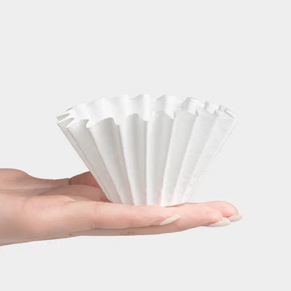 Filtro de papel blanco con pliegues, forma de cono para B75