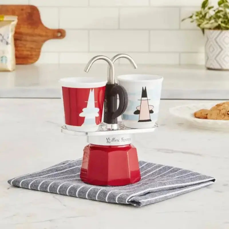 Cafetera Moka Mini Express 90ml con 2 Vasos Bialetti