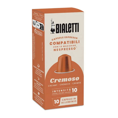 Caja Bialetti Crema Cremosa para Nespresso, cápsulas de aluminio, intensidad 10