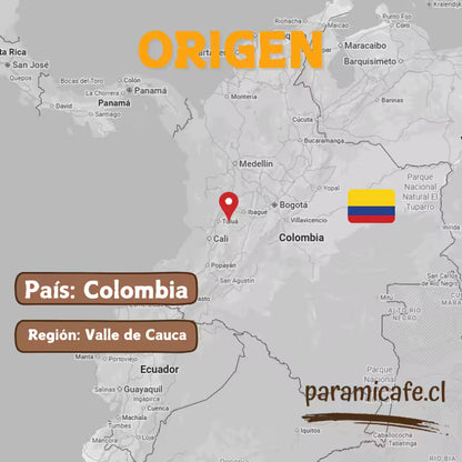 Mapa de origen en Colombia para café de especialidad paramicafe.cl.