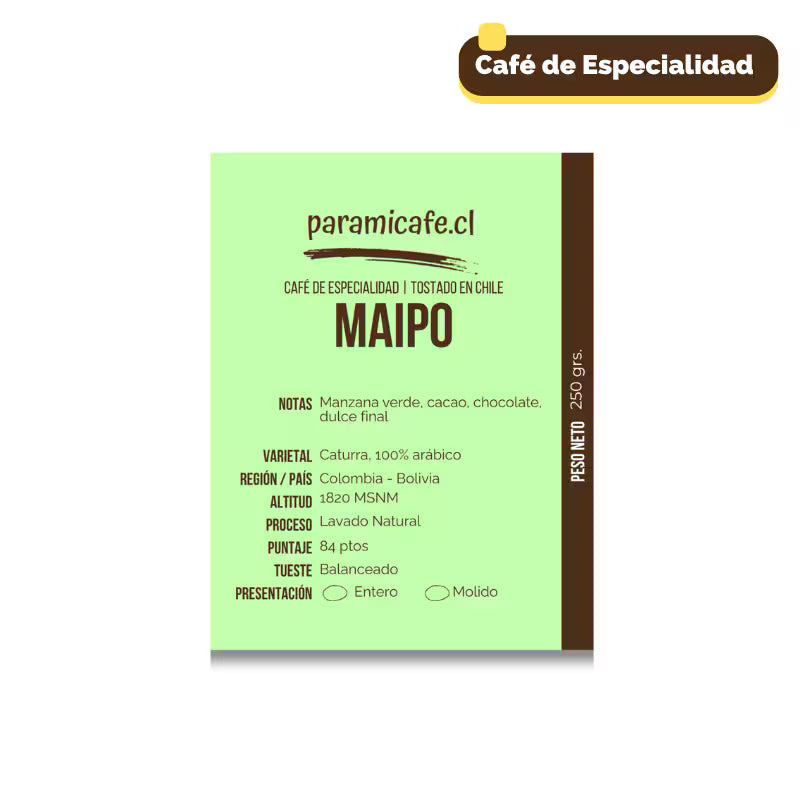 Maipo – Café de Especialidad Molido 100% Arábica 250g
