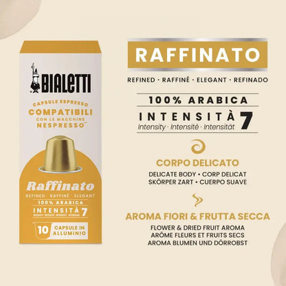 Perfil de cápsulas Bialetti Raffinato: intensidad 7, 100% arábica