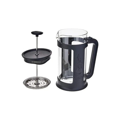 Prensa francesa Bialetti Smart negra con jarra de vidrio y émbolo, colador y tapa sueltos