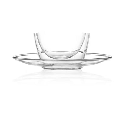 Plato de vidrio transparente para vasos de doble pared, con taza clara centrada