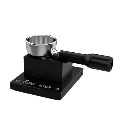Soporte portafiltro Timemore negro con portafiltro cromado y mango negro