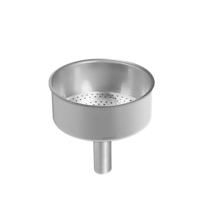 Embudo de filtro de aluminio con malla perforada y soporte metálico