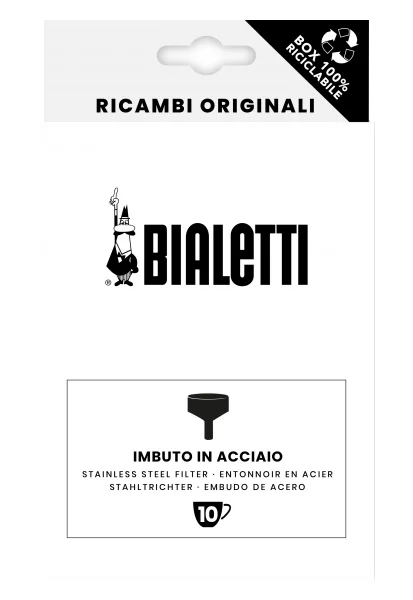 Repuesto embudo de acero Bialetti, caja para 10 tazas