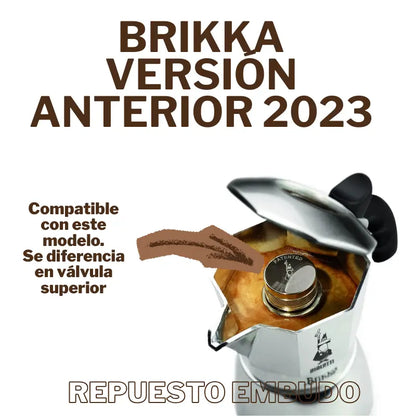 Repuesto de embudo metálico para cafetera Brikka de 2 tazas, con pieza negra