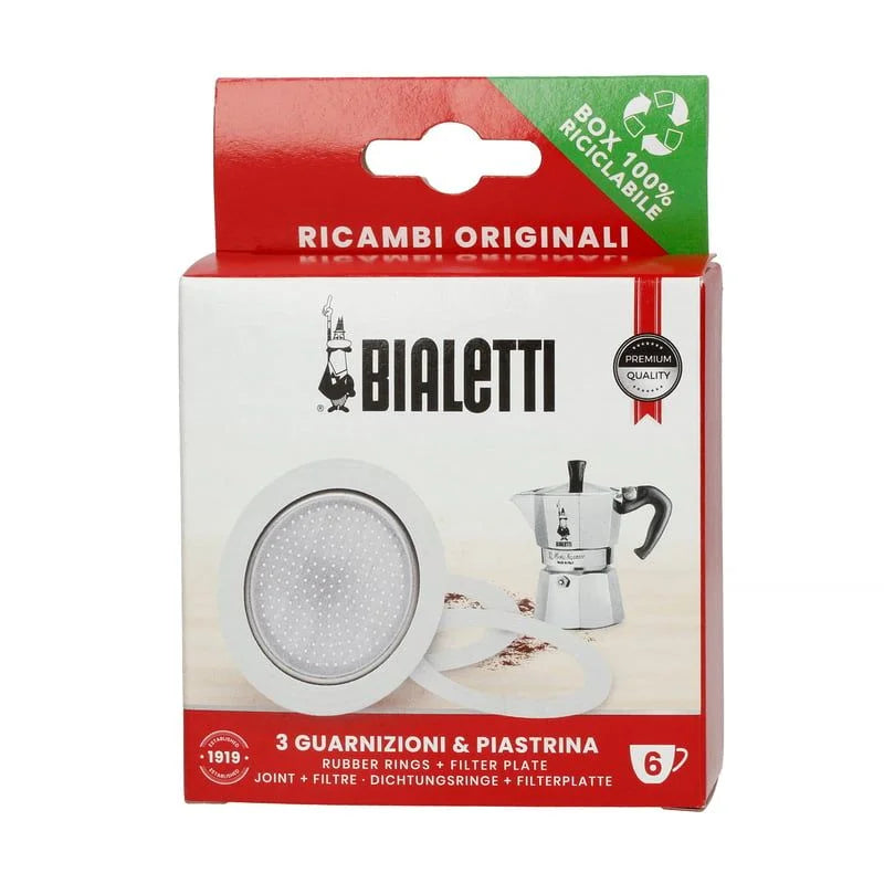 Repuesto Empaquetaduras y Filtro para Moka Bialetti Línea Aluminio