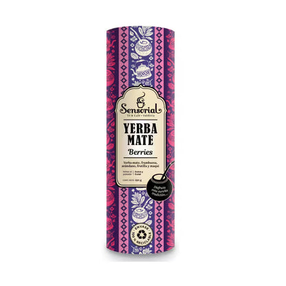 Tarro de yerba mate Sensorial Berries, envase cilíndrico, 250 g