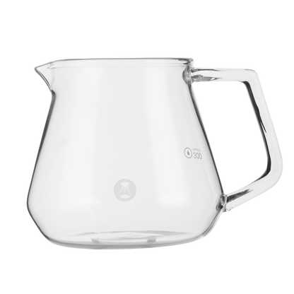 Jarra de café transparente Timemore con asa y marcas de capacidad, diseño de vidrio