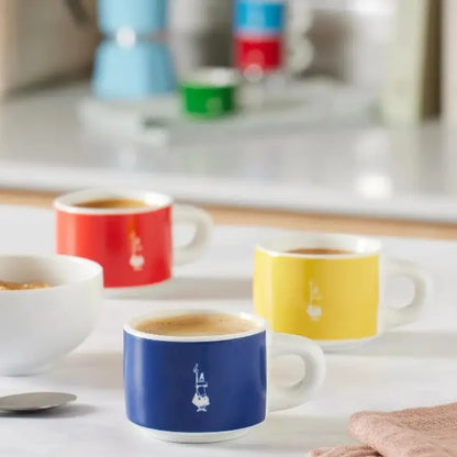 Juego de 6 tazas Bialetti apilables de colores, tazas individuales sobre mesa