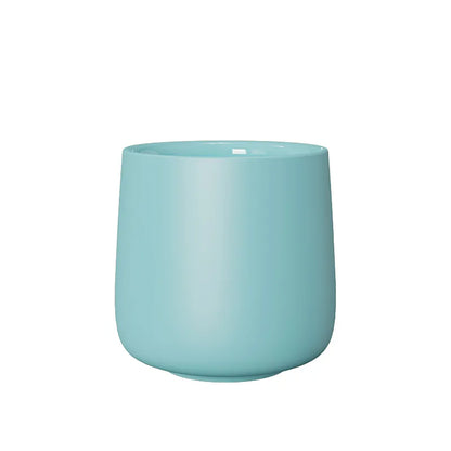 Vaso de cerámica color calipso de doble pared, 150 ml, acabado liso mate.
