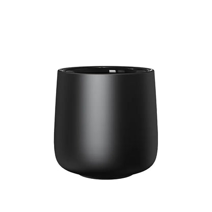 Vaso de cerámica negro de doble pared, 150 ml, acabado liso mate.