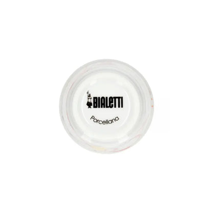 Vaso de espresso Bialetti: base con logotipo Bialetti Porcellana sobre cerámica blanca
