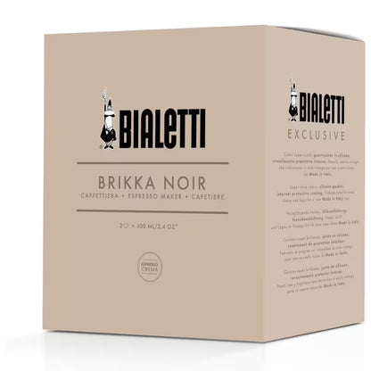 Caja Bialetti Brikka Exclusive Noir, para cafetera espresso de 2 tazas