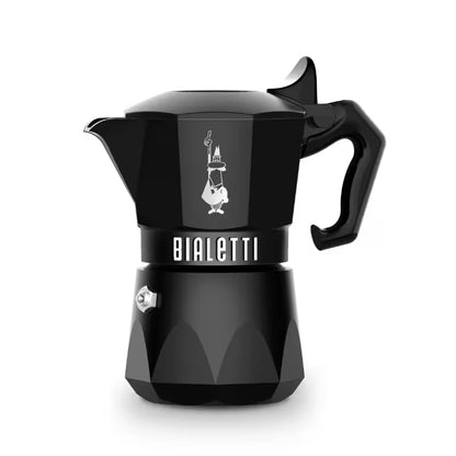 Cafetera Bialetti Brikka noir de 2 tazas, vista frontal con base facetada