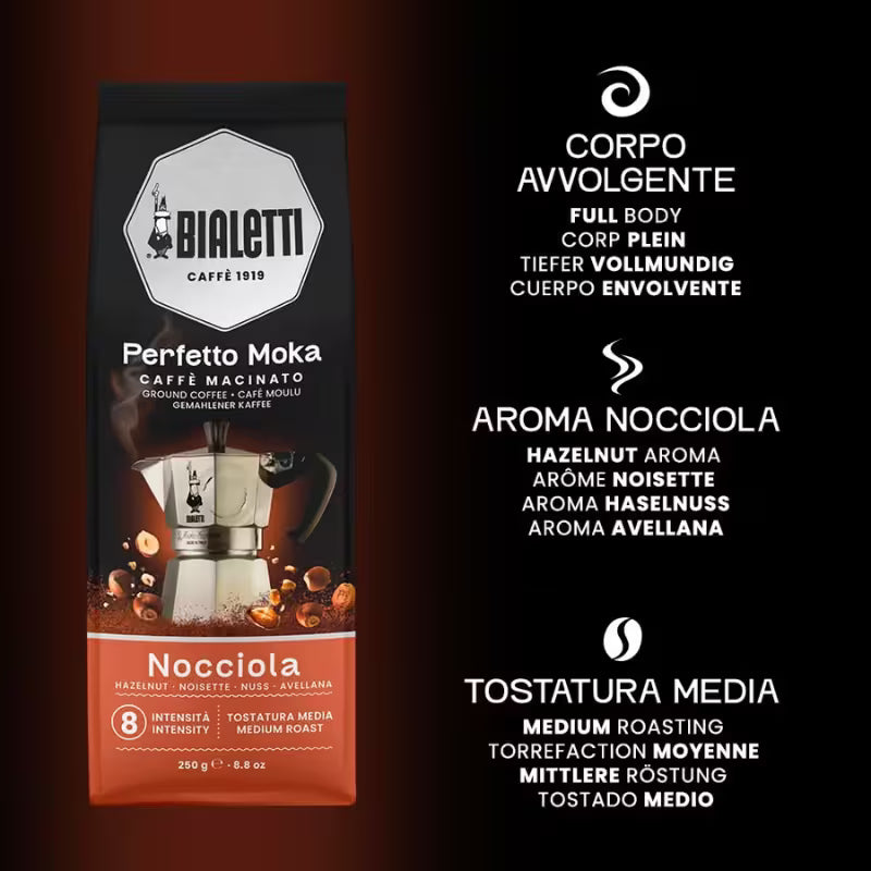 Café Molido Perfetto Moka Avellanas 250grs Bialetti