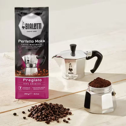 Bolsa de café molido Bialetti Perfetto Moka Pregiato, tostado medio, 250 g