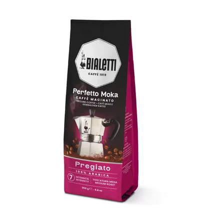 Bolsa de café molido Bialetti Perfetto Moka Pregiato, 250 g, vista lateral