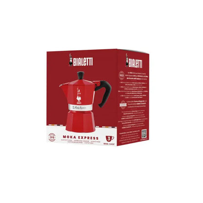 Caja de cafetera moka roja Bialetti Moka Express Cascanueces, 3 tazas