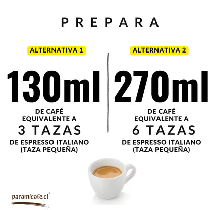 Taza de café con crema, presentación de capacidad para moka italiana